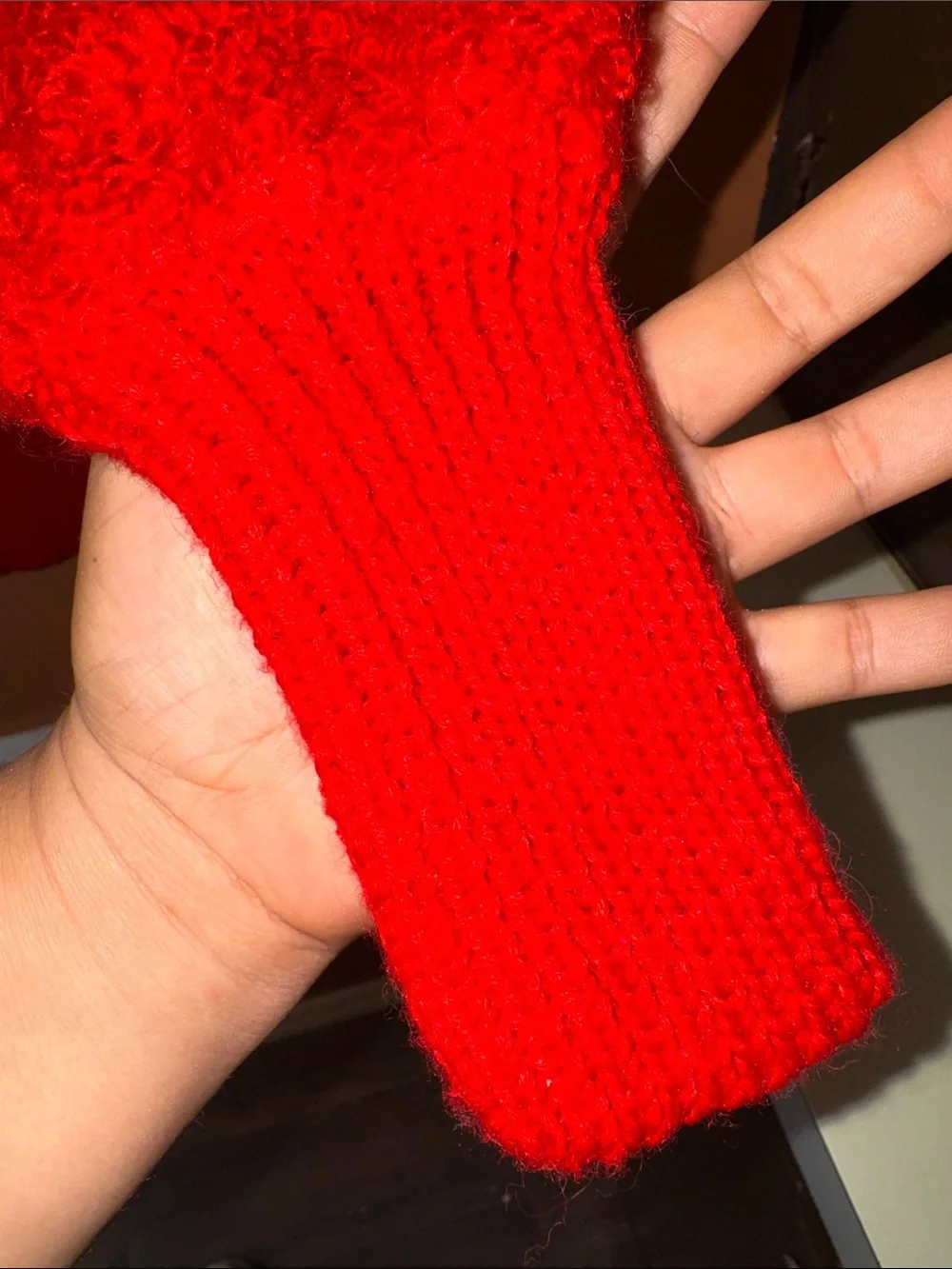 VTG L'Eau Vive Red Mohair Wool Blend Cowl Neck Sweater Small 80s 90s